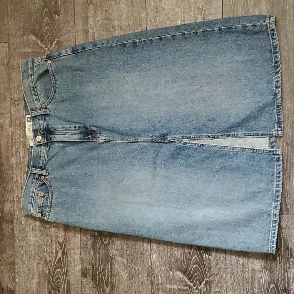 Vintage Gap Midi Front Slit Denim Skirt